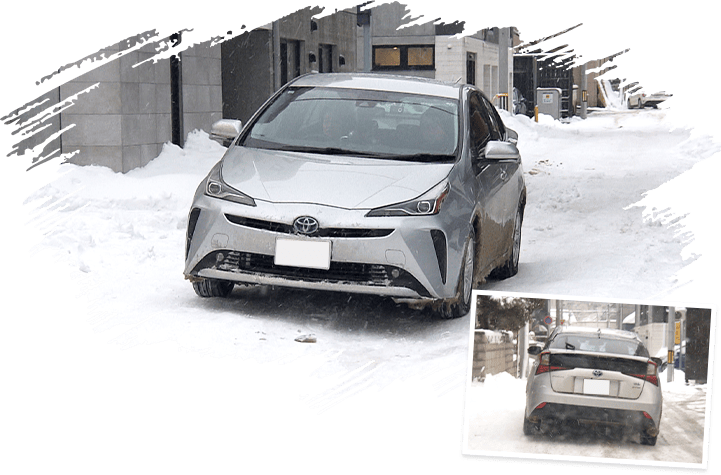 雪の降る札幌市内でインプレッション